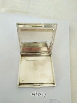 OLD CHAUMET PARIS ART DECO SOLID SILVER AND 18 CARAT GOLD POWDER BOX