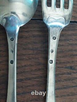 OLD CUTLERY Solid Silver Spoon + Fork Vieillard Hallmarks