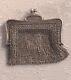 Old Double Silver Massive Coin Purse Deco Flowers