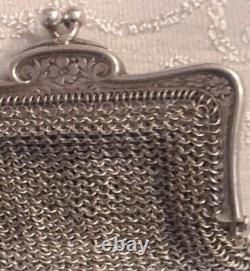 OLD DOUBLE SILVER MASSIVE COIN PURSE Deco Flowers