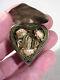 Old Heart Reliquary Solid Silver Relics Paperolles St. Catherine. 18th Century