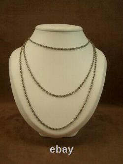 OLD LONG SILVER SOLID NECKLACE WITH BEAUTIFUL LINKS 145cm