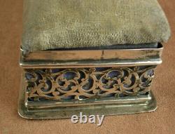OLD SEWING BOX IN FABRIC AND SOLID SILVER LATE 19th EARLY 20th CENTURY
