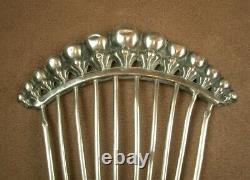 OLD SOLID SILVER HAIR COMB DIAMOND MARKED MINERVE XIXth CENTURY
