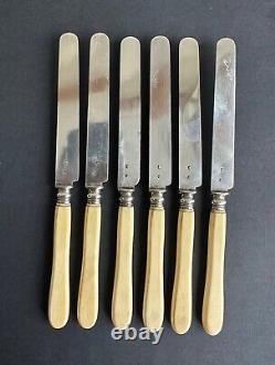 Old 6 Fruit Knives Dessert Sterling Silver Silver Silver Minerve Xix°