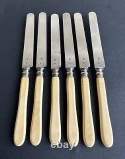 Old 6 Fruit Knives Dessert Sterling Silver Silver Silver Minerve Xix°