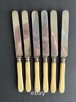 Old 6 Fruit Knives Dessert Sterling Silver Silver Silver Minerve Xix°