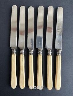 Old 6 Fruit Knives Dessert Sterling Silver Silver Silver Minerve Xix°