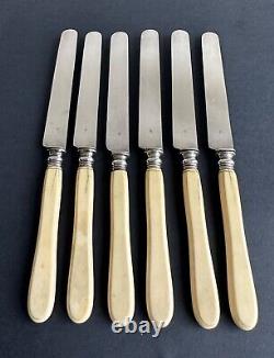 Old 6 Fruit Knives Dessert Sterling Silver Silver Silver Minerve Xix°