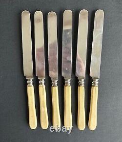 Old 6 Fruit Knives Dessert Sterling Silver Silver Silver Minerve Xix°