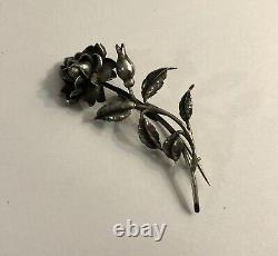 Old ART NOUVEAU solid silver pink brooch Jewelry in Nancy style Hallmarks 6 cm
