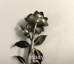 Old ART NOUVEAU solid silver pink brooch Jewelry in Nancy style Hallmarks 6 cm