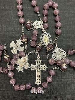 Old Agate Stone and Solid Silver Rosary