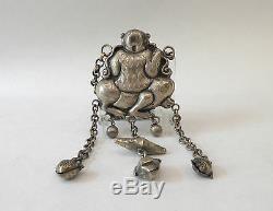 Old And Beautiful Silver Pendant Frog Divinity 19th China Chinese