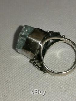 Old Aquamarine Brute In Monte Ring 925 Natur Superb Color