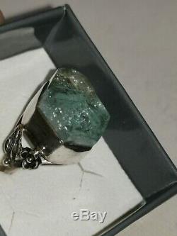 Old Aquamarine Brute In Monte Ring 925 Natur Superb Color