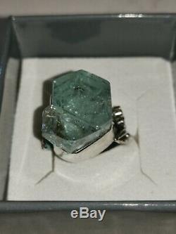 Old Aquamarine Brute In Monte Ring 925 Natur Superb Color