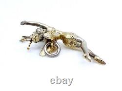 Old Art Nouveau Fairy Charm Pendant In Solid Silver Vermeil 1900