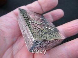 Old Art Silver Box New Bonbonniere Pillier Tabatiere Massif Silver Box