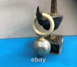 Old Baby Rattle Solid Silver & Vermeil Ring 19th Angelot Angelo 19th