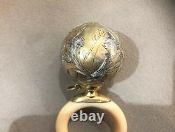 Old Baby Rattle Solid Silver & Vermeil Ring 19th Angelot Angelo 19th