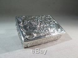 Old Belle Big Tabatiere Box In Sterling Silver Regency Angels Style