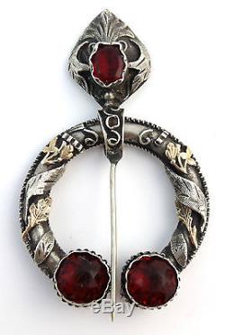 Old Brooch Brooch Provencal Silver And Gold Red Stones XIX