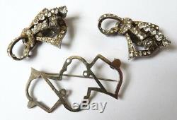 Old Brooch Silver Massive And Rhinestone Brooch Clip She Makes Processing