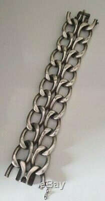 Old Chunky Bracelet Sterling Silver Art Deco Modernist 97 Grams