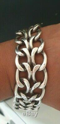 Old Chunky Bracelet Sterling Silver Art Deco Modernist 97 Grams