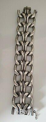 Old Chunky Bracelet Sterling Silver Art Deco Modernist 97 Grams