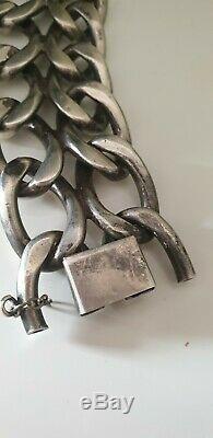 Old Chunky Bracelet Sterling Silver Art Deco Modernist 97 Grams