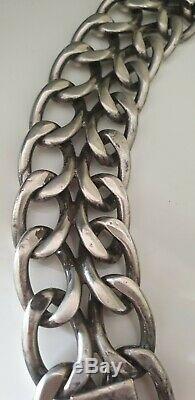 Old Chunky Bracelet Sterling Silver Art Deco Modernist 97 Grams