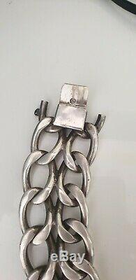 Old Chunky Bracelet Sterling Silver Art Deco Modernist 97 Grams