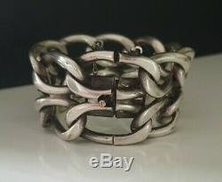 Old Chunky Bracelet Sterling Silver Art Deco Modernist 97 Grams