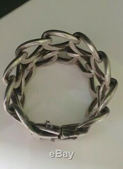 Old Chunky Bracelet Sterling Silver Art Deco Modernist 97 Grams