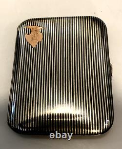 Old Cigarette Bag Solid Silver Niellé And Gold Silver Niello Antique Case