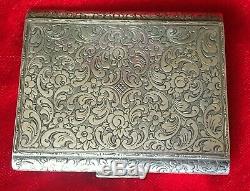 Old Cigarette Case Has Card Holder Or Solid Silver Carving