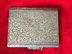 Old Cigarette Case Has Card Holder Or Solid Silver Carving