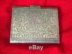 Old Cigarette Case Has Card Holder Or Solid Silver Carving