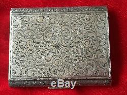 Old Cigarette Case Has Card Holder Or Solid Silver Carving