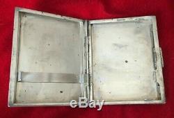 Old Cigarette Case Has Card Holder Or Solid Silver Carving