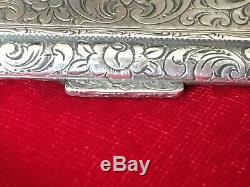 Old Cigarette Case Has Card Holder Or Solid Silver Carving