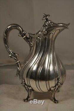 Old Coffee Maker Sterling Silver Head-to-head Lapar Antique Solid Silver Coffee Pot
