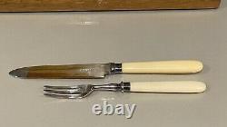 Old Covered Coffret Knife And Fork To Dessert George Howson Silver