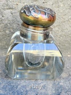 Old Crystal Inkstand with Solid Silver Mount, Minerva Hallmark, Old Writing