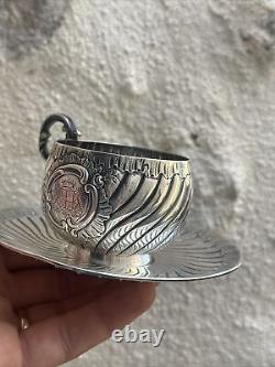 Old Cup And Cup In Silver Massive Minerva Blazon Lion Arms