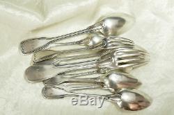 Old Cutlery Set In Sterling Silver Minerva Model Filet 500g