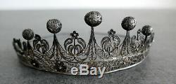 Old Diadem Tiara Crown Sterling Silver Filigree Berbere Tunisia Goldsmith