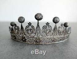 Old Diadem Tiara Crown Sterling Silver Filigree Berbere Tunisia Goldsmith